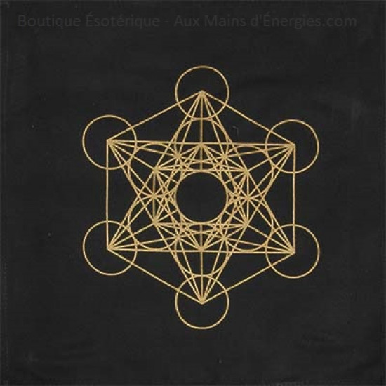 COTTON TAPY - GOLD COLOR METATRON PENTACLE ON BLACK BACKGROUND